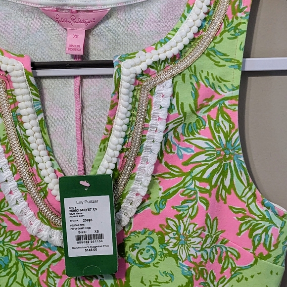 Lilly Pulitzer NWT Harper Shift Dress Pelican Pink Pop Up Chimply Chic Size XS - Picture 6 of 12